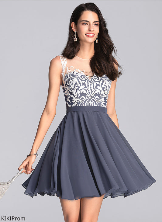 Chiffon Holly With Homecoming Dresses Scoop Short/Mini Lace Homecoming A-Line Dress Neck