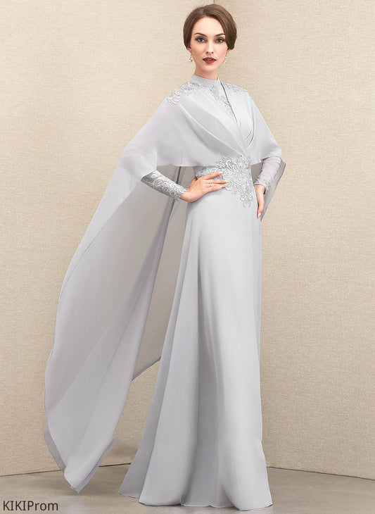 Mother of the Bride Dresses Mother A-Line Chiffon High With Neck of Lace Dress Ruffle Floor-Length the Muriel Bride