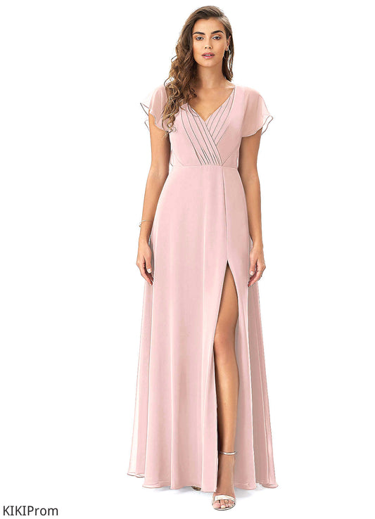 Clara Floor Length Natural Waist A-Line/Princess Sleeveless V-Neck Bridesmaid Dresses