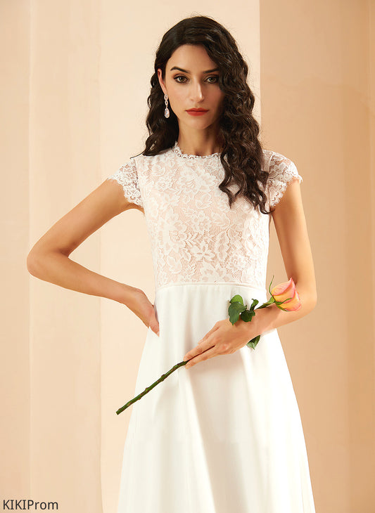 Wedding Dresses Yamilet Scoop Chiffon Floor-Length Lace Wedding Dress A-Line