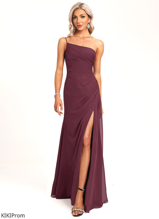 A-Line Length Ruffle One-Shoulder Floor-Length Fabric Silhouette Neckline Embellishment Jamya Bridesmaid Dresses
