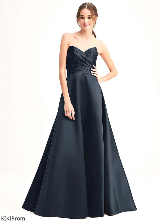 Karina A-Line/Princess Spaghetti Staps Natural Waist Floor Length Sleeveless Bridesmaid Dresses