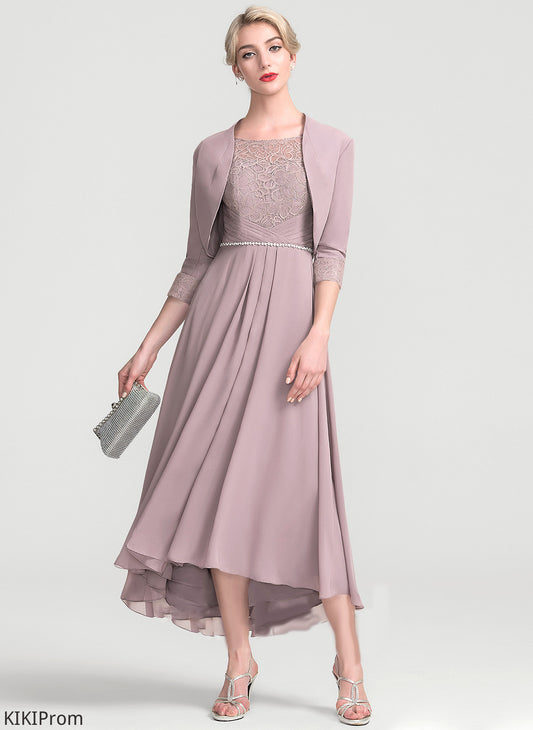 Gina of Lace Mother of the Bride Dresses Mother Dress Beading A-Line With the Asymmetrical Chiffon Scoop Neck Bride