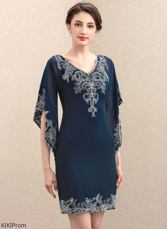 Lace Bride Sheath/Column of Dress the Chiffon Mother of the Bride Dresses Harmony Sequins V-neck With Knee-Length Mother