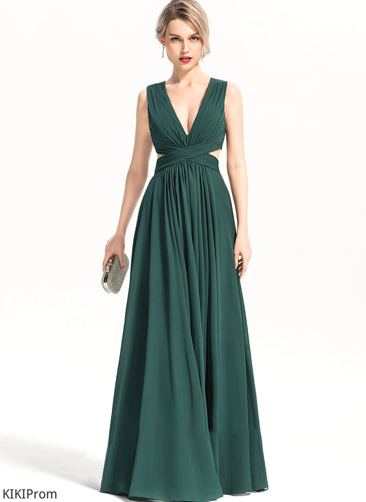A-Line Fabric Sleeve Length V-neck Floor-Length Neckline Silhouette Jaida Trumpet/Mermaid Sleeveless Natural Waist Bridesmaid Dresses