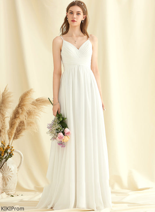 Chiffon Dress Floor-Length Wedding Wedding Dresses V-neck Raquel A-Line Lace With