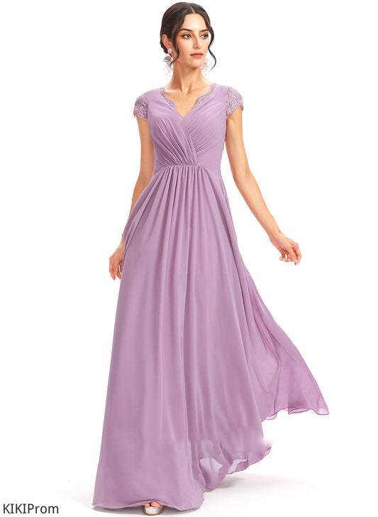 A-Line Silhouette Floor-Length Length Embellishment Neckline Lace V-neck Fabric Sydnee Floor Length Sequins Bridesmaid Dresses