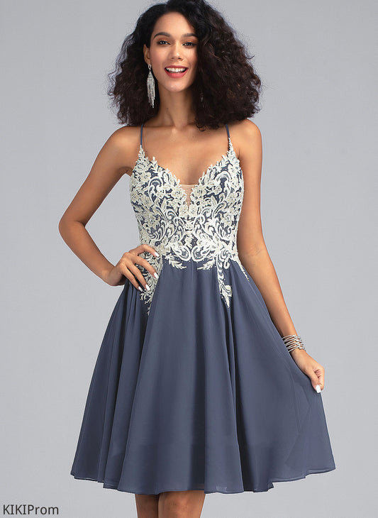 Homecoming Jaslyn Dress V-neck Lace Homecoming Dresses Short/Mini Chiffon Beading Sequins A-Line With