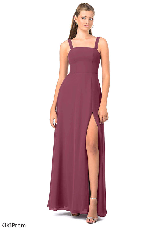 Azaria Sleeveless Spaghetti Staps A-Line/Princess Natural Waist Floor Length Bridesmaid Dresses