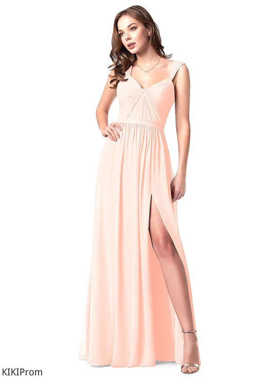 Laura Short Sleeves Floor Length Natural Waist A-Line/Princess V-Neck Bridesmaid Dresses