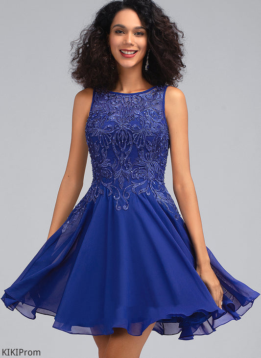 Homecoming Dresses With Short/Mini Beading A-Line Dress Neck Lace Chiffon Scoop Penny Homecoming