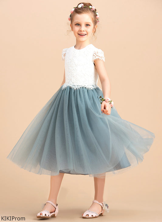 Sleeveless - Girl Scoop Flower Flower Girl Dresses Alexandra Tulle/Lace Tea-length Neck A-Line Dress