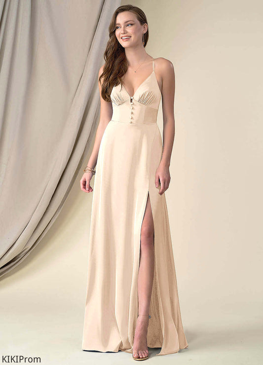 Fiona V-Neck Sleeveless Floor Length A-Line/Princess Natural Waist Bridesmaid Dresses