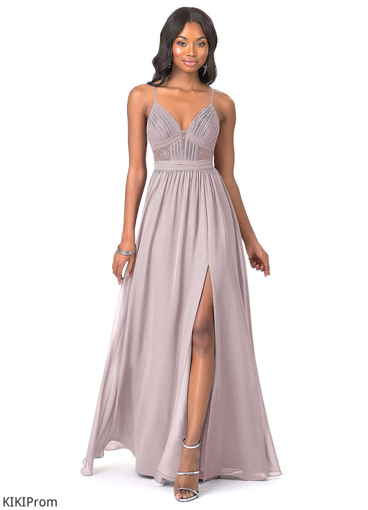 Mckinley Natural Waist A-Line/Princess Floor Length Sleeveless Spaghetti Staps Bridesmaid Dresses