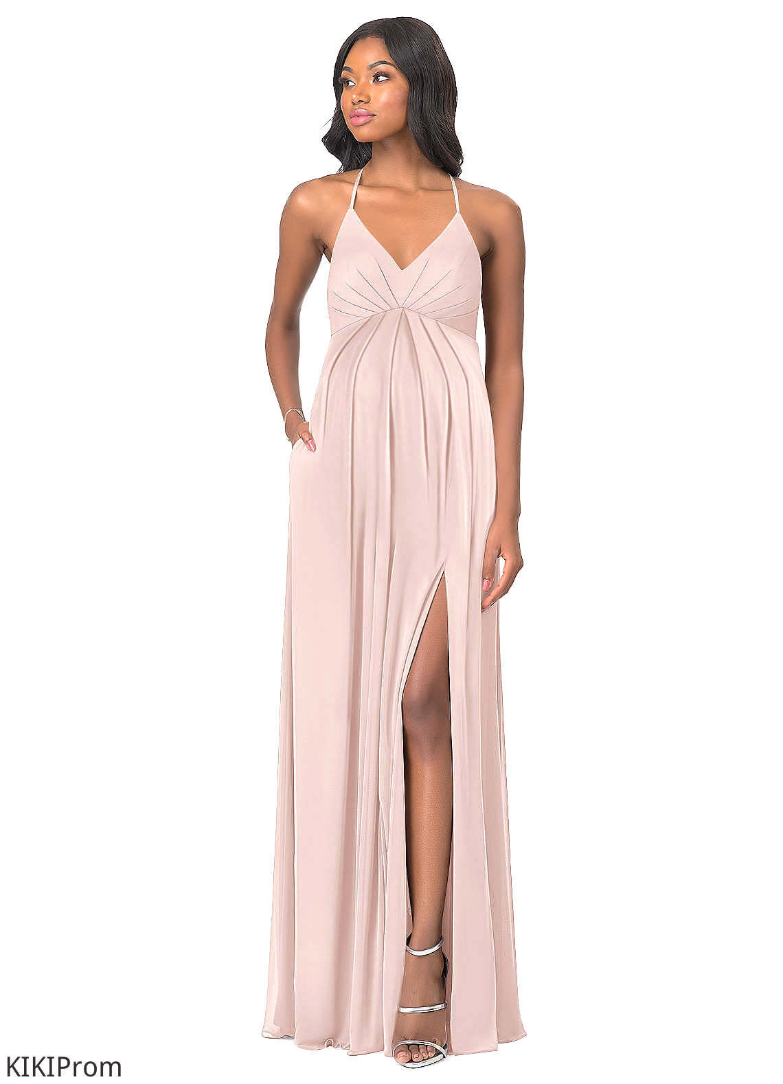 Kaley Spaghetti Staps Trumpet/Mermaid Natural Waist Floor Length Sleeveless Bridesmaid Dresses