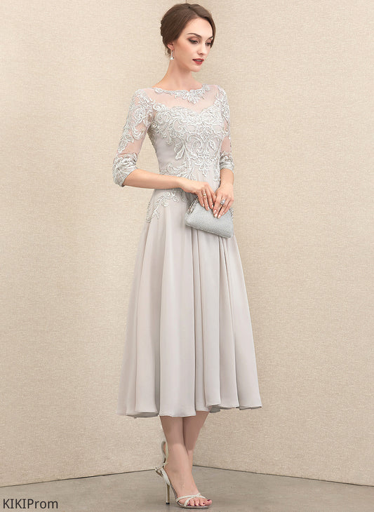 Tea-Length Cocktail Dresses Scoop A-Line Beading Chiffon With Neck Sequins Cocktail Lace Gill Dress