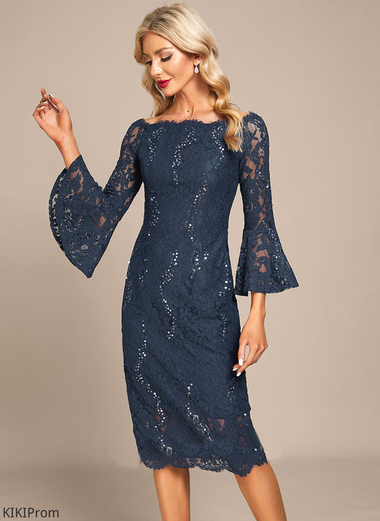 Chaya Cocktail Dress With Lace Sheath/Column Cocktail Dresses Off-the-Shoulder Knee-Length Sequins