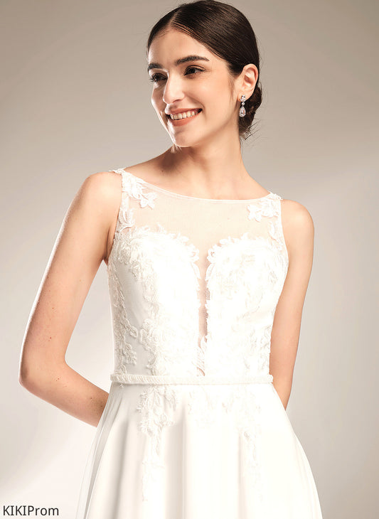 Chiffon Wedding With Wedding Dresses Illusion Sequins A-Line Train Bria Lace Sweep Dress
