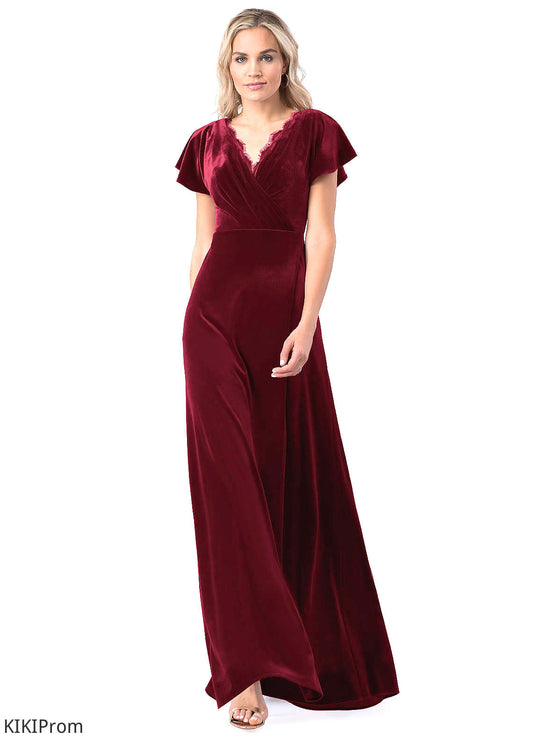 Dahlia Natural Waist A-Line/Princess Sleeveless Floor Length V-Neck Bridesmaid Dresses