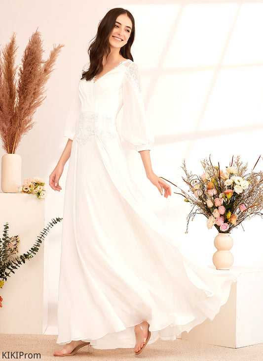 Wedding Dresses With A-Line Wedding Savannah V-neck Floor-Length Lace Dress
