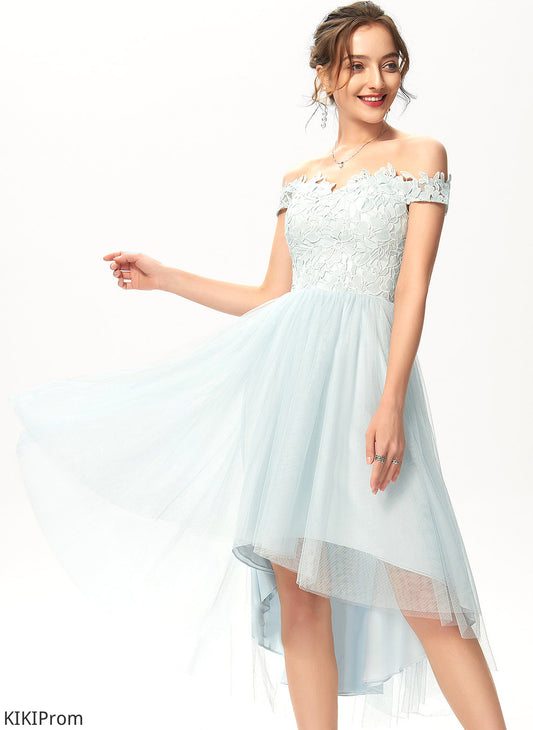 Lace Cocktail Dresses Dress Tulle Mariah Off-the-Shoulder A-Line Asymmetrical Cocktail