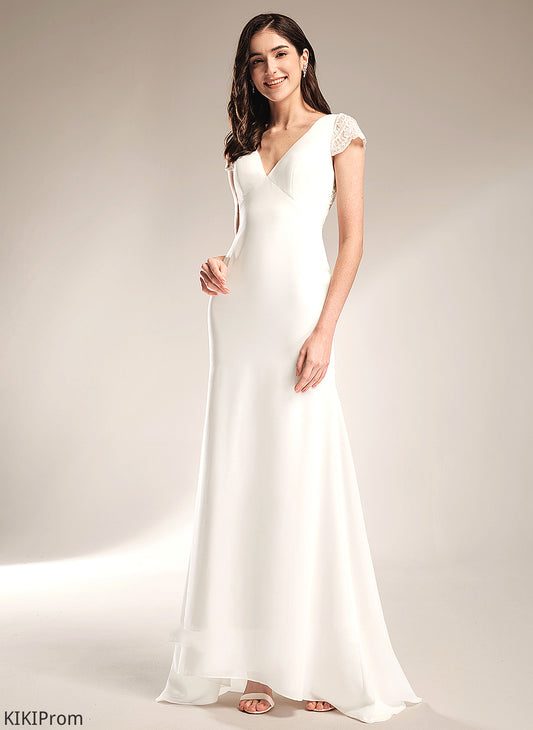 Lace V-neck Dress With Train Wedding Amirah Sweep Wedding Dresses Sheath/Column