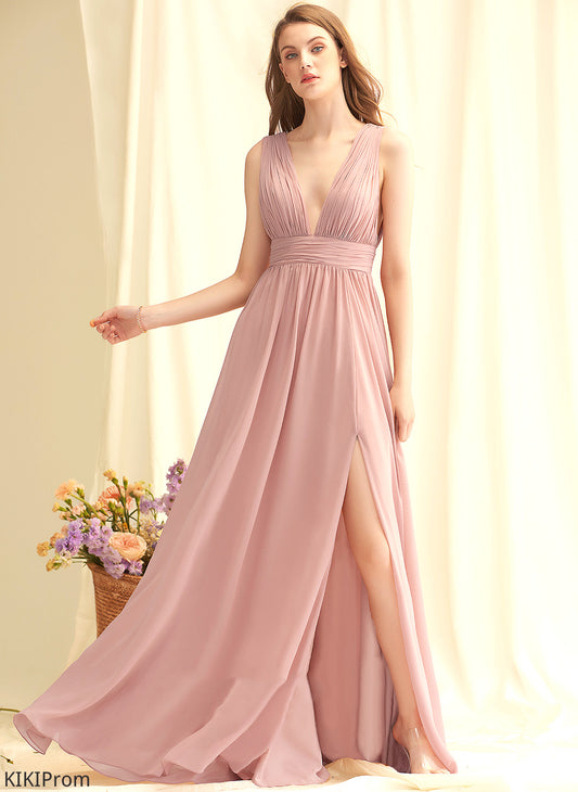 Fabric A-Line Neckline Silhouette Floor-Length Length Straps&Sleeves V-neck Amani Sleeveless V-Neck Floor Length Bridesmaid Dresses