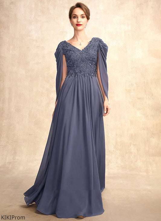 Mother of the Bride Dresses A-Line Bride Floor-Length Dress Leia With Mother Beading the of Lace Sequins V-neck Chiffon