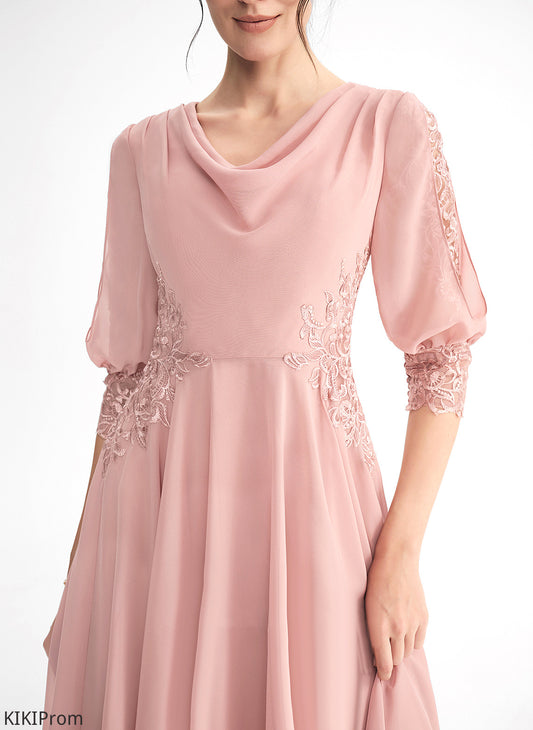 Dress A-Line Neck With Chiffon Barbara Knee-Length Cocktail Dresses Cocktail Cowl Lace
