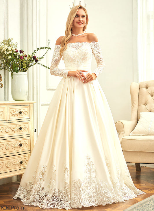 Juliana Ball-Gown/Princess Train With Satin Dress Beading Wedding Wedding Dresses Sequins Sweep