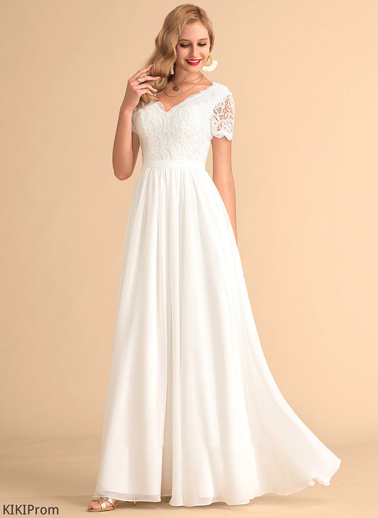 Wedding Dresses Wedding Rory V-neck Chiffon A-Line Floor-Length Lace Dress