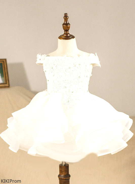 Sleeveless Organza Tiara Flower Knee-length Off-the-Shoulder - Dress Girl Ball-Gown/Princess Flower Girl Dresses