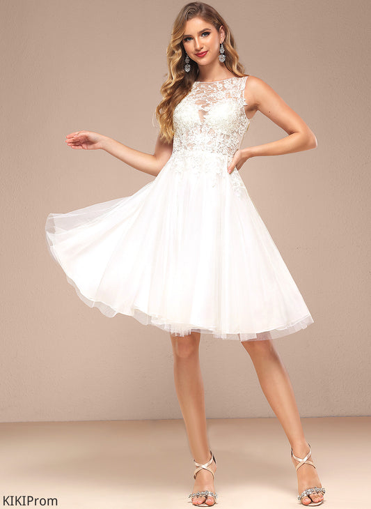 Dress Wedding A-Line Boat Lace Tulle Wedding Dresses Neck Dixie With Sequins Knee-Length