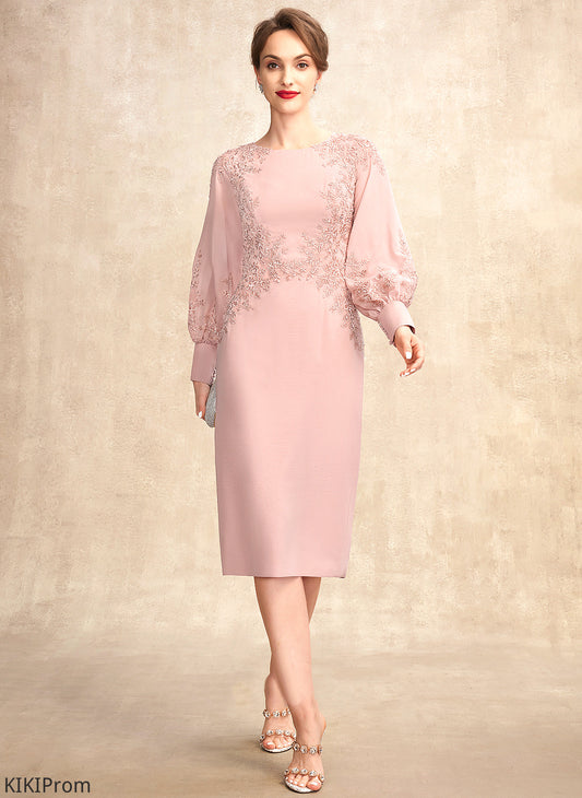 Beading Mother of the Bride Dresses Chiffon Neck Knee-Length the Sequins Scoop Sheath/Column Lace Mother Dress With of Emma Bride