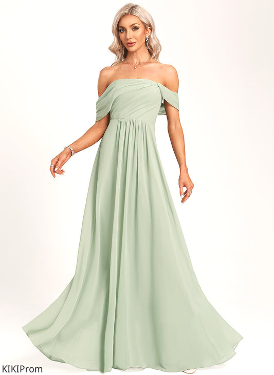 Length Neckline Embellishment Fabric Floor-Length Silhouette Off-the-Shoulder Ruffle A-Line Nellie Bridesmaid Dresses