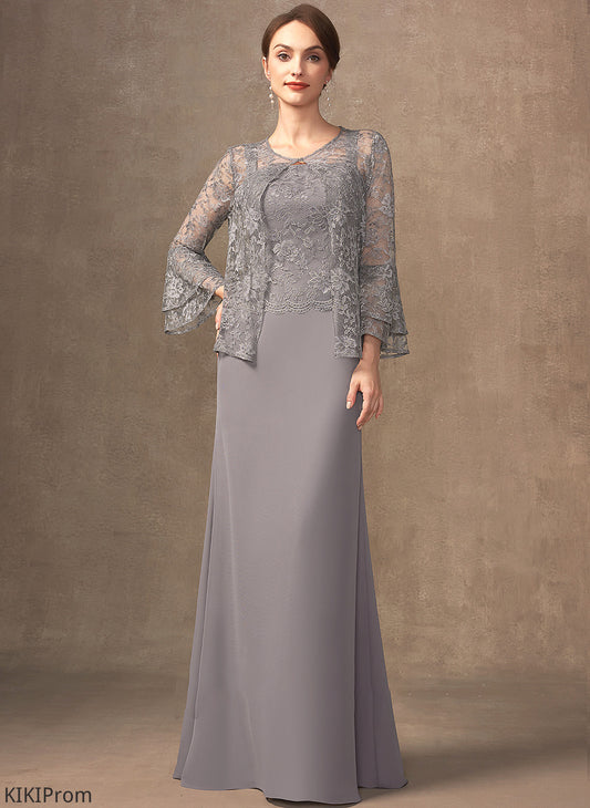 Sheath/Column Bride Leia Lace Dress Chiffon Mother of the Bride Dresses Neckline Floor-Length of Mother Square the