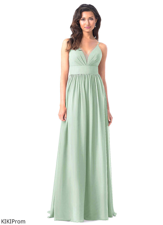 Erica Floor Length Sleeveless A-Line/Princess Natural Waist V-Neck Bridesmaid Dresses
