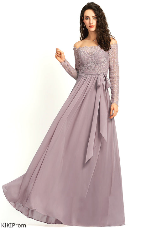 Silhouette Lace Fabric Length Floor-Length Off-the-Shoulder A-Line Straps Neckline Naima A-Line/Princess Floor Length Bridesmaid Dresses
