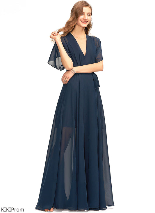 V-neck SplitFront Floor-Length Silhouette A-Line Length Embellishment Fabric Neckline Averi Bridesmaid Dresses
