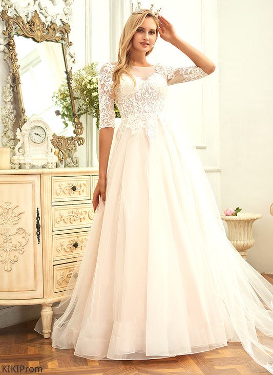 Dress Sweep Wedding Dresses Neck Lace Diana Train Wedding Ball-Gown/Princess Tulle Scoop