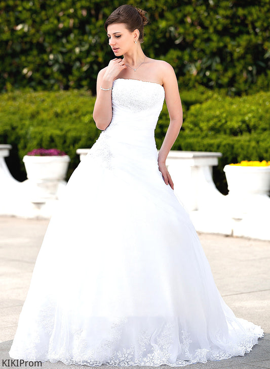 Ball-Gown/Princess Lace Marisol Beading Organza Dress Strapless Train With Wedding Dresses Chapel Satin Wedding