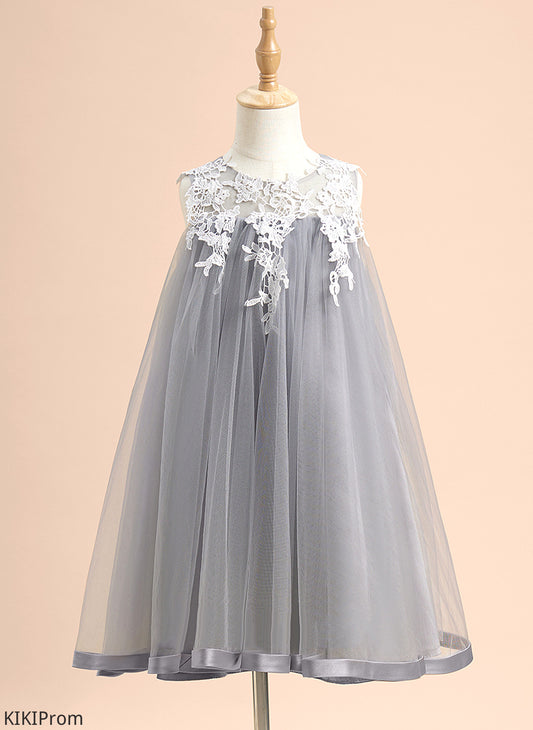 Flower Dress With Girl Neck - Flower Girl Dresses Scoop Sleeveless Hailie Lace Knee-length Tulle A-Line