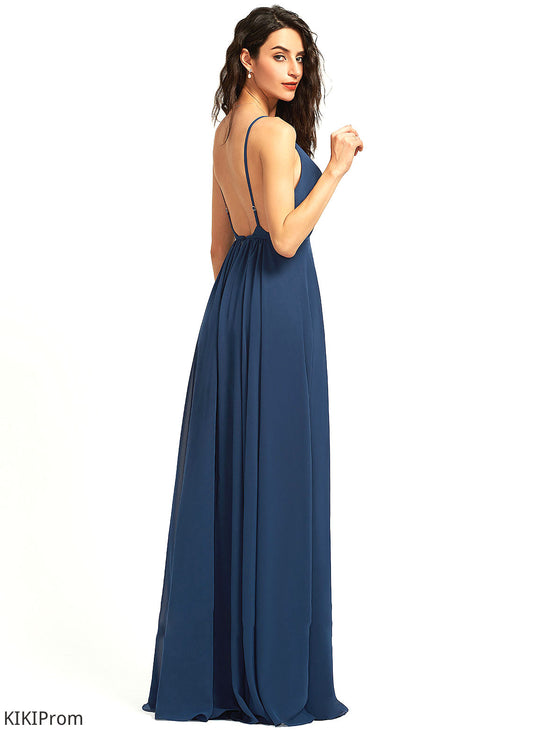 Neckline SplitFront Length Floor-Length V-neck Embellishment Fabric A-Line Silhouette Amirah Bridesmaid Dresses