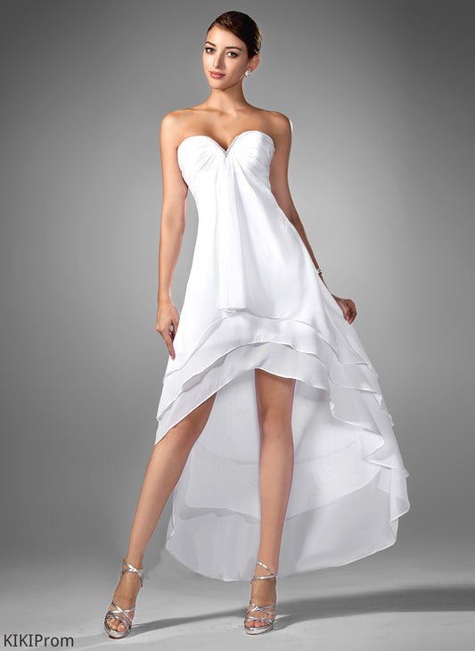 Asymmetrical With Homecoming Sweetheart Ruffle A-Line Adyson Beading Dress Chiffon Homecoming Dresses