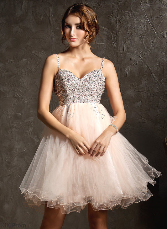 Homecoming Dresses Beading Sequins Homecoming Dress Tulle A-Line Sweetheart With Knee-Length Alisson