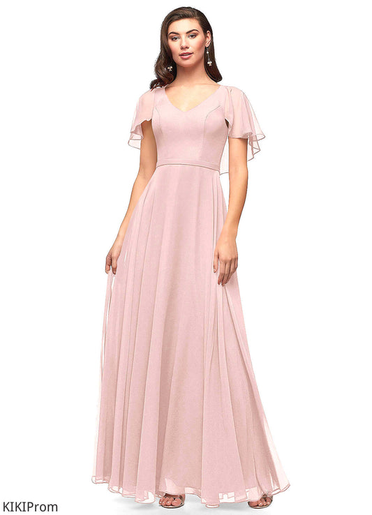 Londyn Natural Waist Off The Shoulder Floor Length A-Line/Princess Sleeveless Bridesmaid Dresses