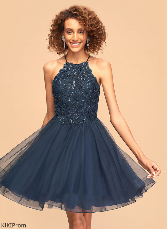 Neck Homecoming Dresses Sequins Dress Short/Mini A-Line Lace Homecoming Raelynn Tulle Scoop With