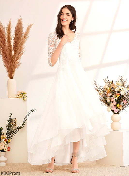 Dress Silvia V-neck Asymmetrical Sequins Wedding A-Line Wedding Dresses Beading With