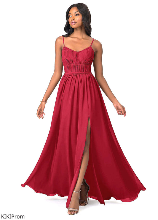 Karissa Sleeveless Floor Length Straps Natural Waist A-Line/Princess Bridesmaid Dresses