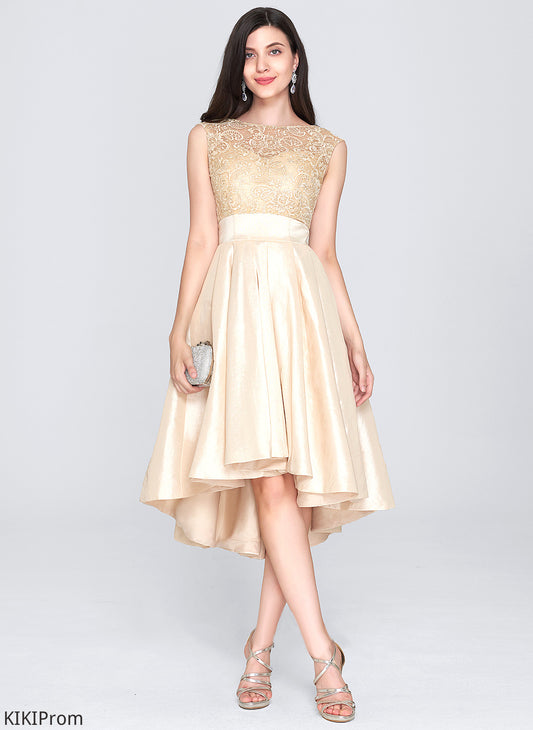 Homecoming Neck Tanya Asymmetrical Taffeta Homecoming Dresses A-Line With Dress Scoop Lace